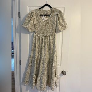 Green and white dress